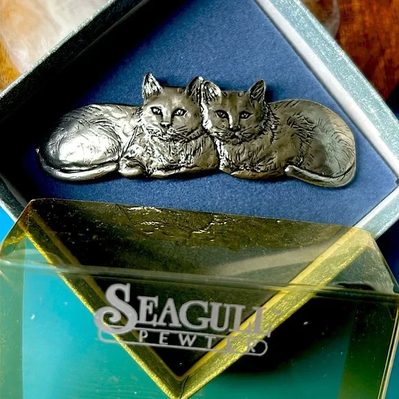 Vintage | Accessories | Seagull Vtg Cat Pewter Hair Clip  display picture 2